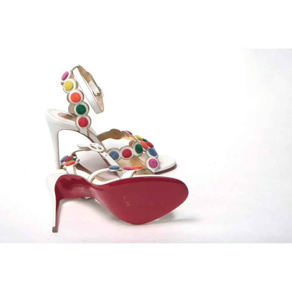 Christian Louboutin White Multicolor Spot Design High Heels Shoes Sandal - Picture 6 of 10